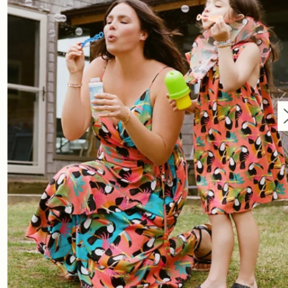 FARM RIO Sexy Romantic Elegant Flowy Vacation Resort Tropical Toucan Wrap Maxi - Picture 7 of 7